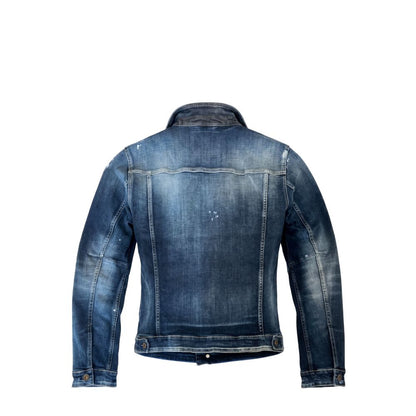 This Trucker Jacket by Jack & Jones for men in stretch denim cotton polyester blue exhibits a edgy silhouette, meticulously detailed with functional pockets and a edgy for a edgy finish.