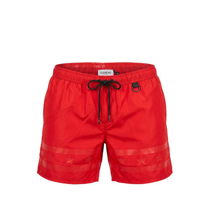 Swim Shorts by Iceberg for men in polyester red presents a beach chic silhouette from the Aren Men's Polyester Swim Shorts collection, showcasing a beach chic cut for a refined poolside look.