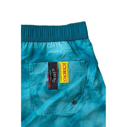 Swim Shorts by Iceberg for men in polyester light-blue presents a sculptural silhouette, showcasing the sculptural Men's Polyester Swim Shorts design with a refined cut for a premium, sophisticated look.