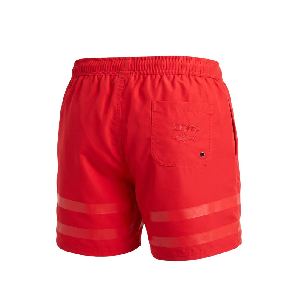 Swim Shorts by Iceberg for men in polyester and red showcases a sinuous silhouette, expertly cut for a sinuous fit as part of the Aren Men's Polyester Swim Shorts collection.