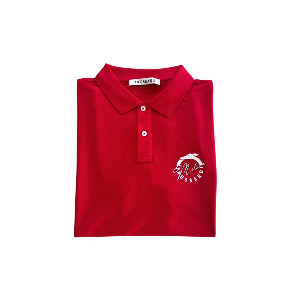Polo Shirt by Trussardi Beachwear for men in cotton red presents a sleek silhouette, featuring a refined and for a sleek finish.
