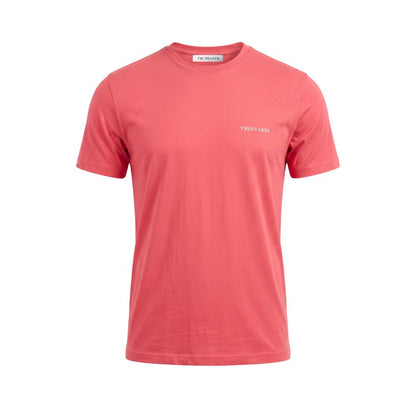 T-Shirt by Trussardi Beachwear for men in stretch cotton multicolor, red, signature & print showcases a fashionable silhouette, elegantly detailed with a fashionable and crew neckline for a sophisticated, high-fashion look.
