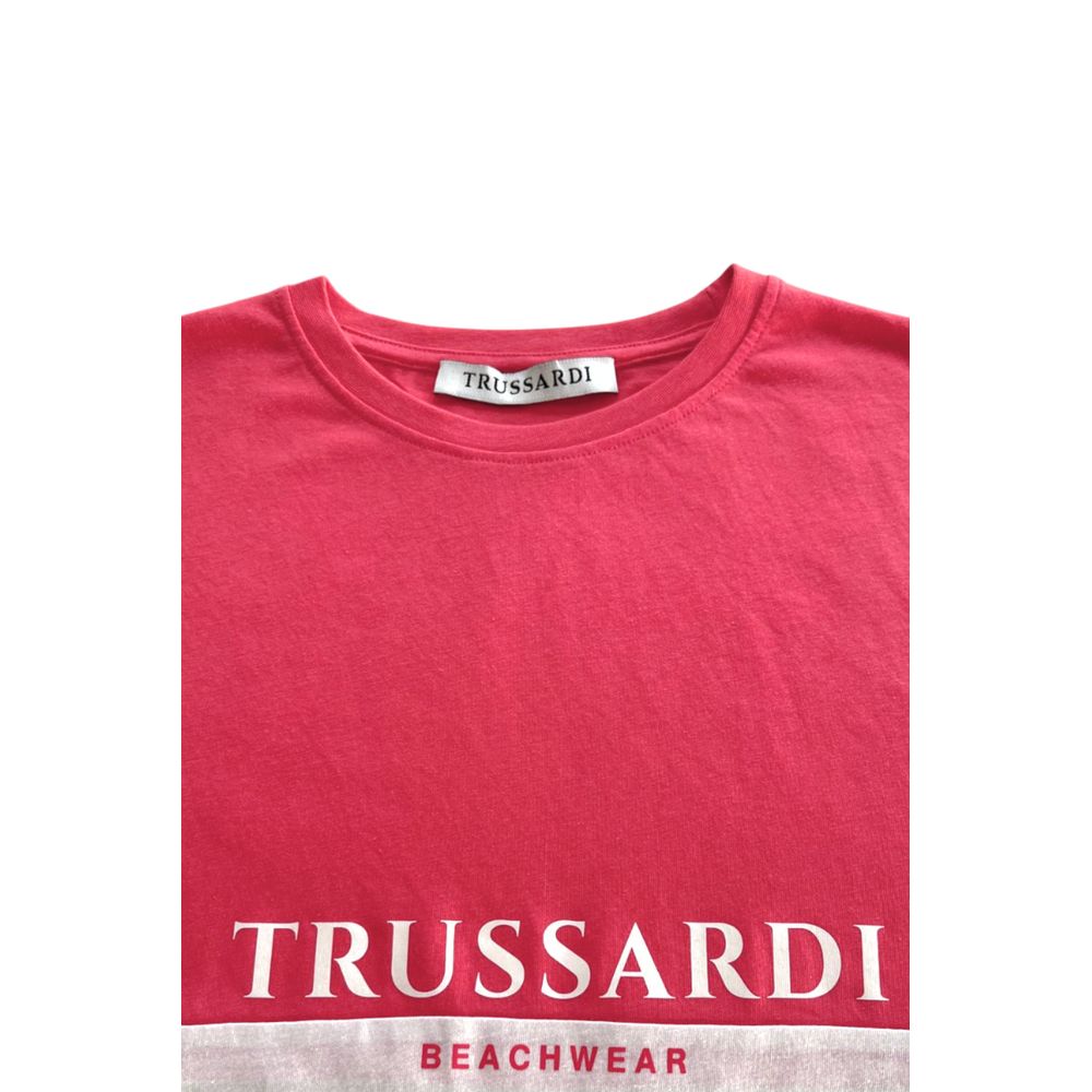 T-Shirt by Trussardi Beachwear for men in cotton polyester white & print features an edgy silhouette, meticulously detailed with a sophisticated and for a truly edgy finish.