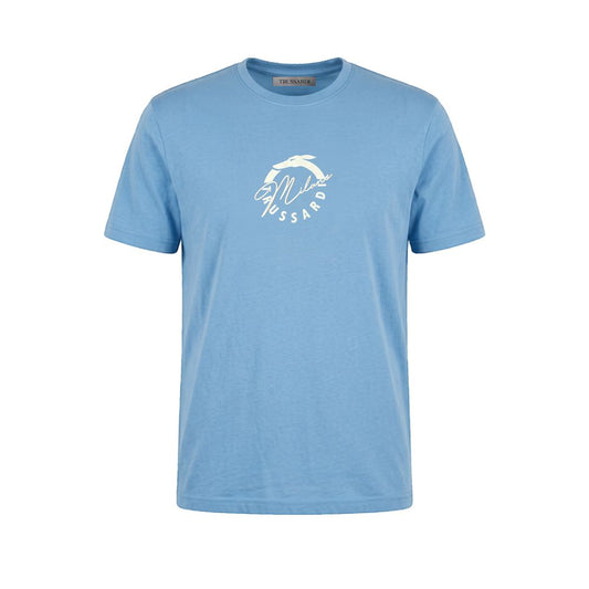 Trussardi Beachwear Light Blue Cotton Men T-Shirt