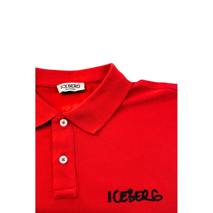 Polo Shirt by Iceberg for men in stretch cotton red presents a sleek silhouette, featuring a refined and for a sleek finish.