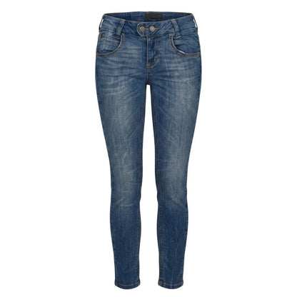 Jeans by Object for women in stretch denim cotton blue features an sartorial skinny and long with a cut for a sartorial finish.
