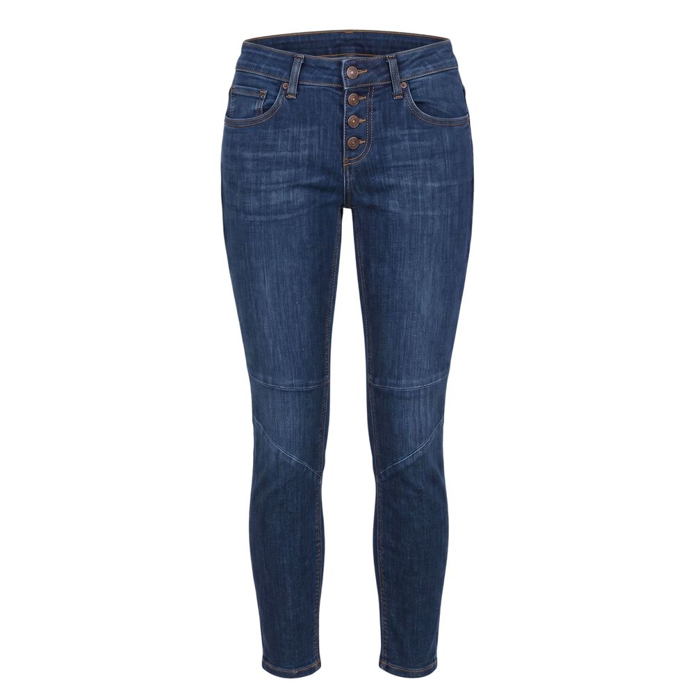 Jeans by Object for women in stretch denim cotton polyester blue features an sartorial slim and long with a cut for a sartorial finish.