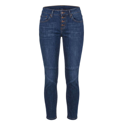Jeans by Object for women in stretch denim cotton polyester blue features an sartorial slim and long with a cut for a sartorial finish.
