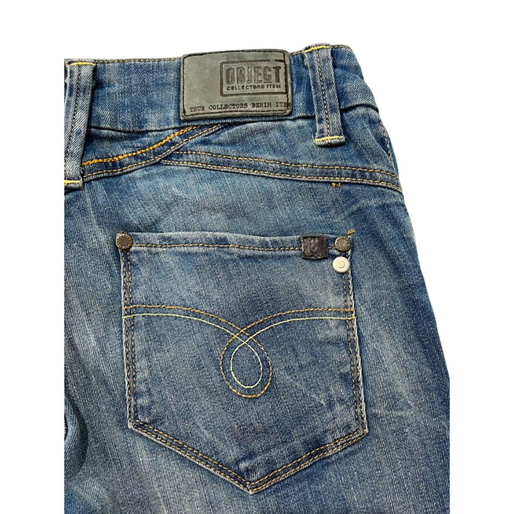 Jeans by Object for women in stretch denim cotton blue presents a tailored silhouette, showcasing a tailored skinny and long cut with a refined for a truly tailored aesthetic.