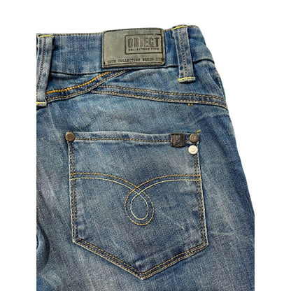 Jeans by Object for women in stretch denim cotton blue presents a tailored silhouette, showcasing a tailored skinny and long cut with a refined for a truly tailored aesthetic.