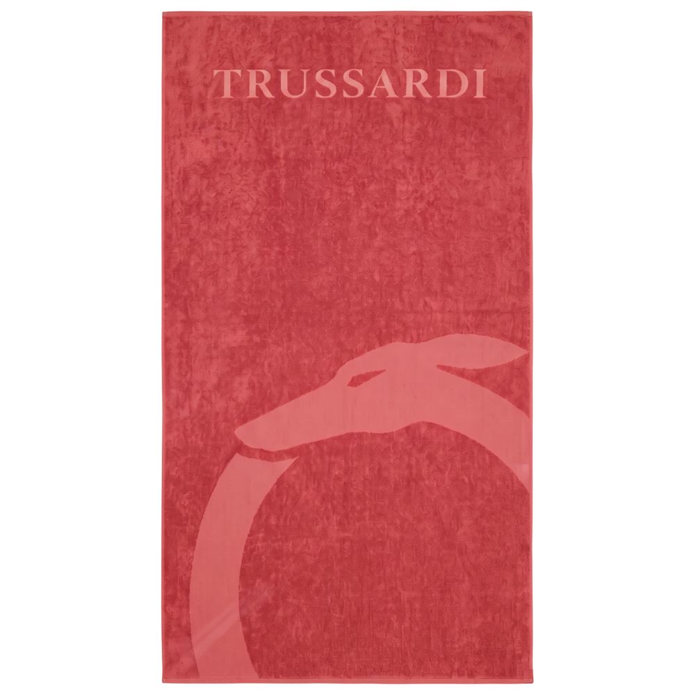 Beach Towel by Trussardi Beachwear for men in cotton multicolor, red & signature features a distinguished finish, showcasing the distinguished Cotton Beach Towel design with a distinguished texture for a premium look.