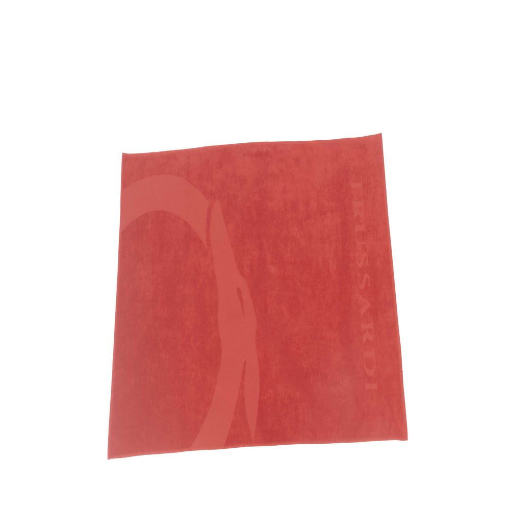 Beach Towel by Trussardi Beachwear for men in cotton multicolor, red & signature showcases a architectural silhouette, artfully capturing the essence of the architectural Cotton Beach Towel design for a sophisticated look.