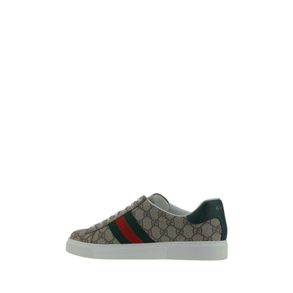 Sneakers by Gucci for men in cotton leather polyester & polyurethane beige, patterned & jacquard features an fashionable silhouette, showcasing the premium Gg Men's Low Top Cotton Leather Polyester & Polyurethane Sneakers in a fashionable low-top style that offers a fashionable finish for refined style.