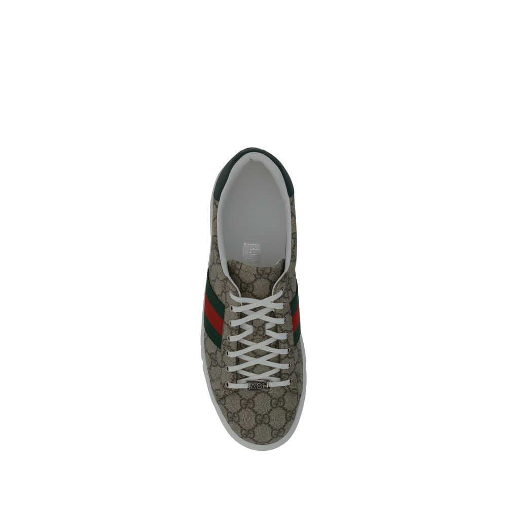 Sneakers by Gucci for men in cotton leather polyester & polyurethane beige, patterned & jacquard features an versatile design from the Gg Men's Low Top Cotton Leather Polyester & Polyurethane Sneakers collection, highlighting a versatile low-top style for a premium, high-fashion look.