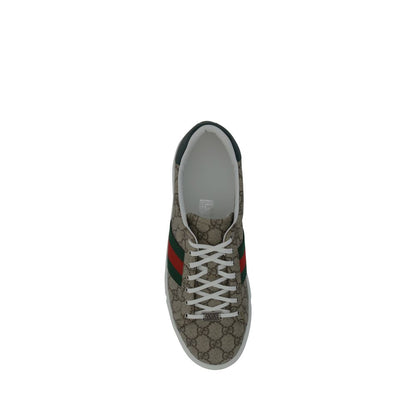 Sneakers by Gucci for men in cotton leather polyester & polyurethane beige, patterned & jacquard features an versatile design from the Gg Men's Low Top Cotton Leather Polyester & Polyurethane Sneakers collection, highlighting a versatile low-top style for a premium, high-fashion look.