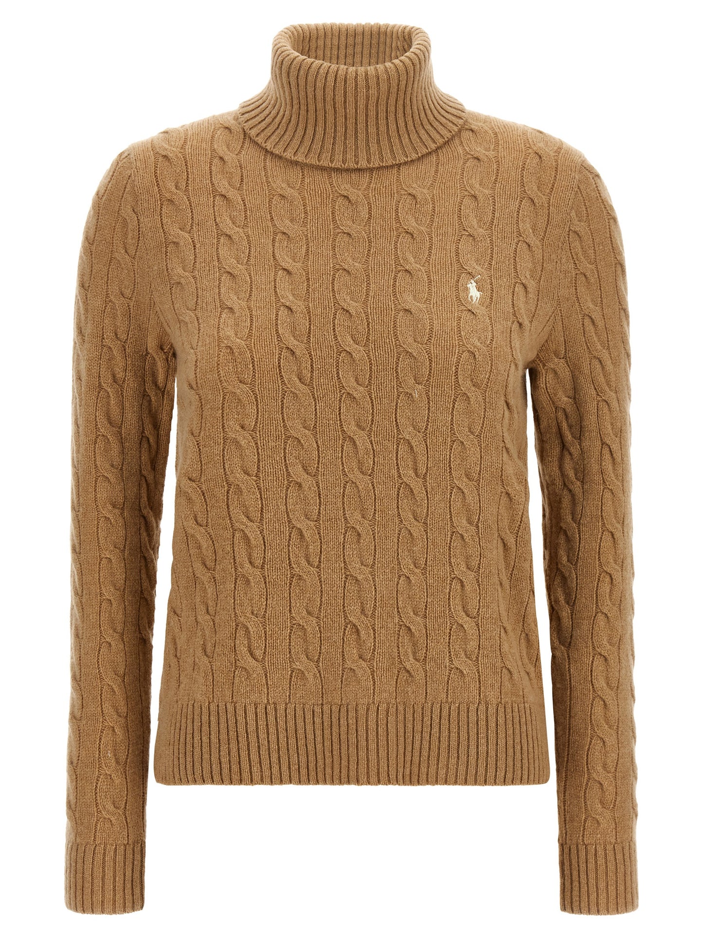 Polo Ralph Lauren Pony Women's Turtleneck Cashmere Cardigan - Beige Camel