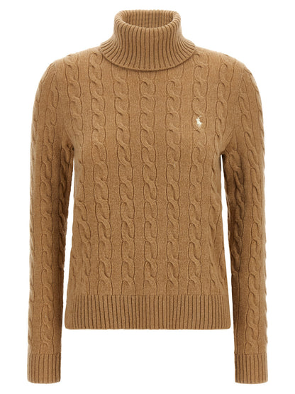 Polo Ralph Lauren Pony Women's Turtleneck Cashmere Cardigan - Beige Camel