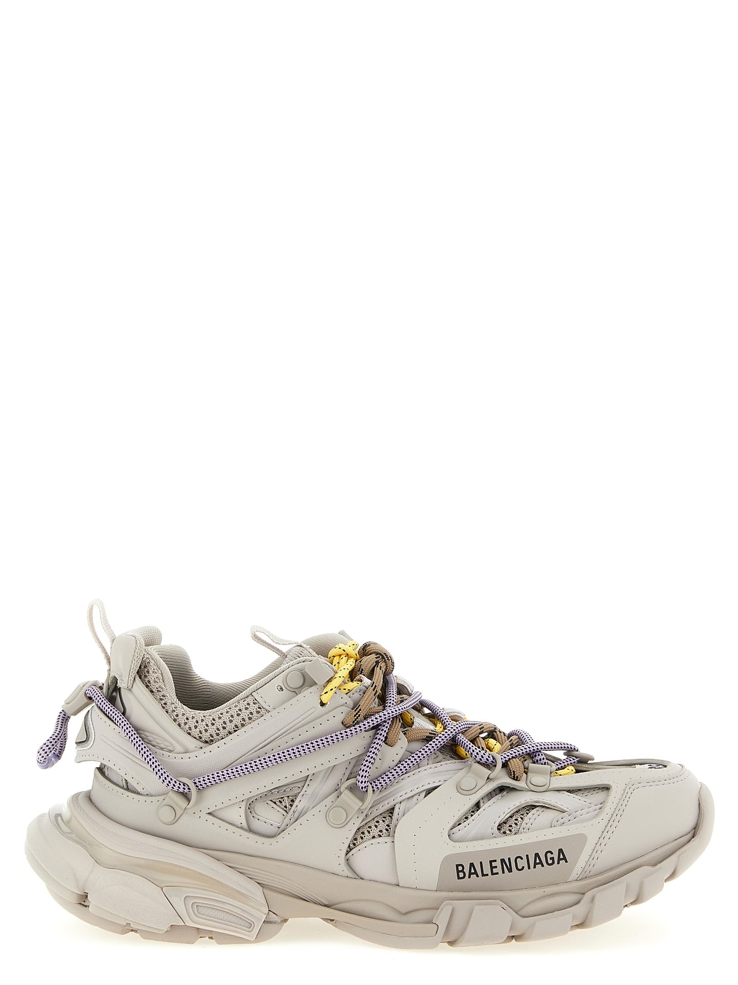 Athletic Sneakers by Balenciaga for women in polyester polyurethane polyethylene gray showcases a architectural silhouette, artfully capturing the essence of the Track Women's Athletic Polyester Polyurethane Polyethylene Sneakers with its signature architectural athletic style construction.