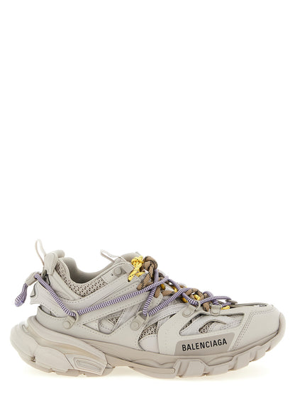 Athletic Sneakers by Balenciaga for women in polyester polyurethane polyethylene gray showcases a architectural silhouette, artfully capturing the essence of the Track Women's Athletic Polyester Polyurethane Polyethylene Sneakers with its signature architectural athletic style construction.