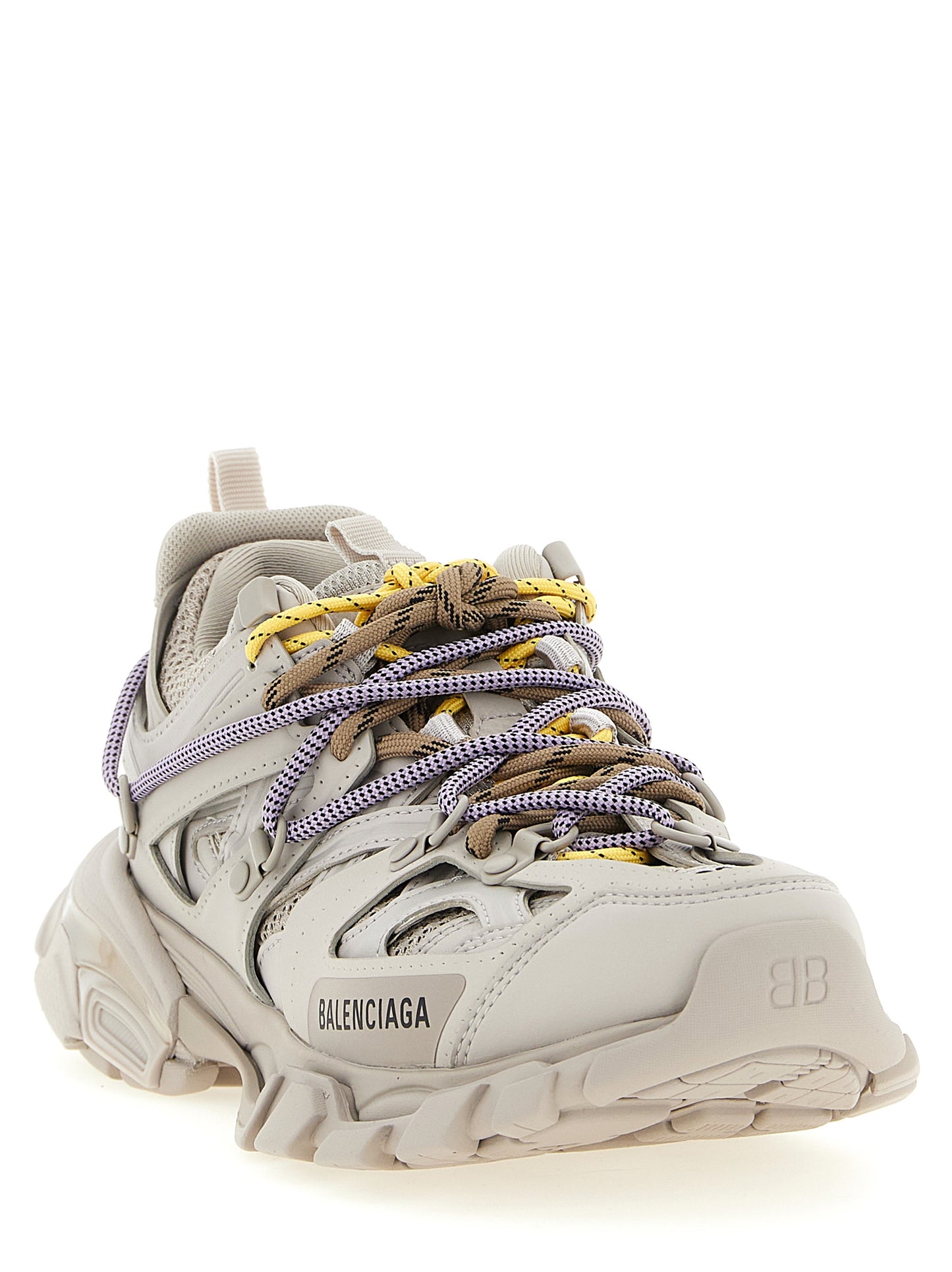 Athletic Sneakers by Balenciaga for women in polyester polyurethane polyethylene gray features an exquisite silhouette, showcasing the premium athletic style of the Track Women's Athletic Polyester Polyurethane Polyethylene Sneakers with an exquisite finish.