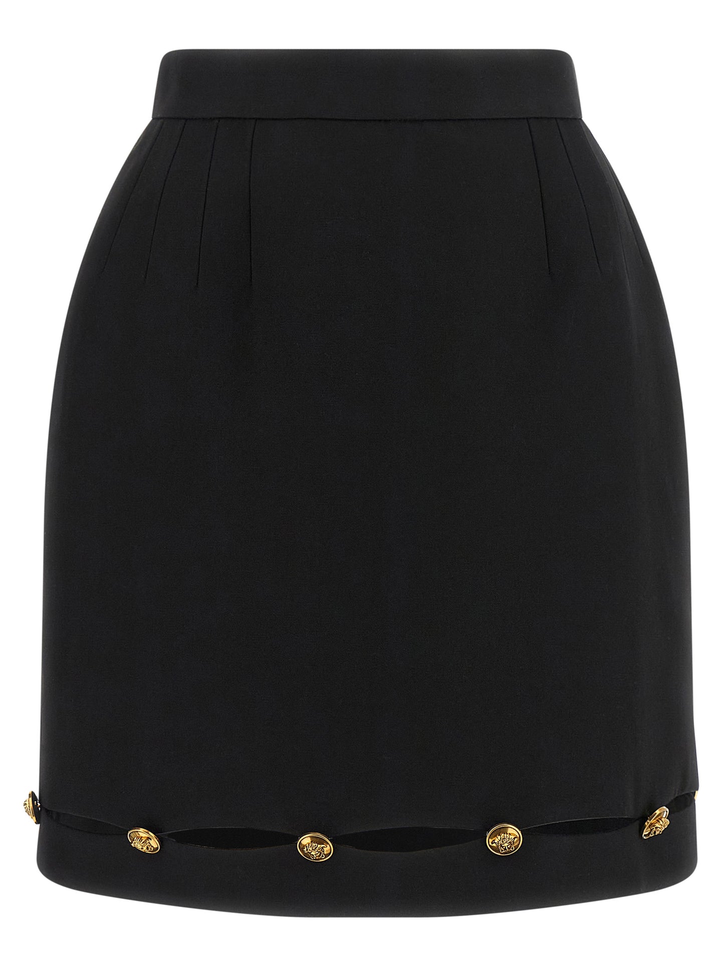 Versace Black Virgin Wool Long Skirt