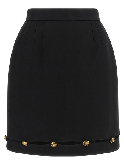 Versace Black Virgin Wool Long Skirt
