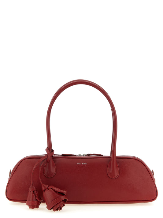 Tote Handbag by Magda Butrym for women in suede calfskin leather gold, multicolor, red & silver features a refined silhouette, showcasing a secure zipper, organized , and versatile detachable-strap & handle for a refined finish.