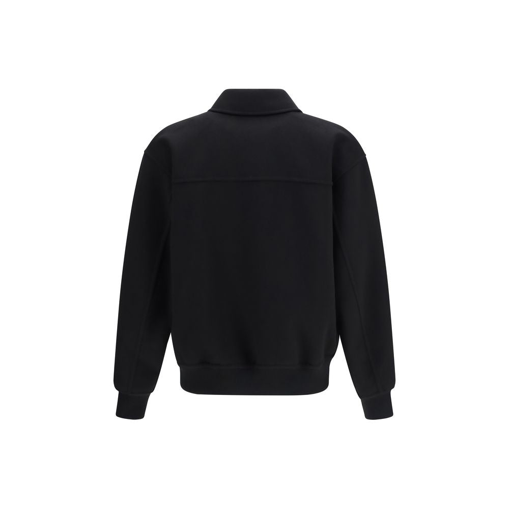 Ferragamo Men's Biker Fleeced Cashmere Wool & Grained Leather Jacket - Black