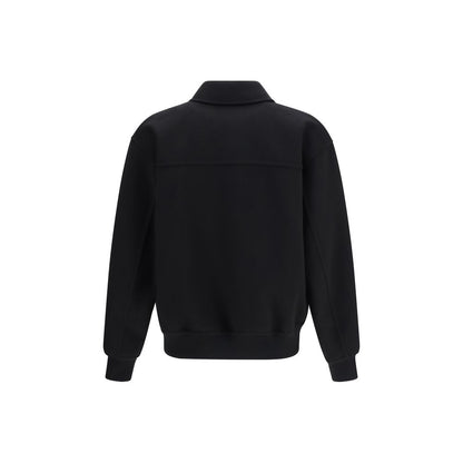 Ferragamo Men's Biker Fleeced Cashmere Wool & Grained Leather Jacket - Black