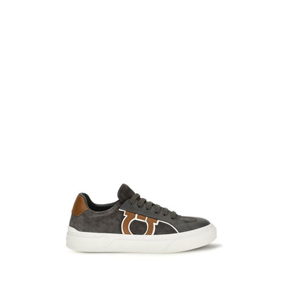 Sneakers by Ferragamo for men in suede calf leather gray & patterned features a chic design, perfectly showcasing the chic low-top style of this Gancini Men's Low Top Suede Calf Leather Sneakers.