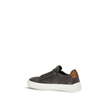 Sneakers by Ferragamo for men in suede calf leather gray & patterned features an versatile design from the Gancini Men's Low Top Suede Calf Leather Sneakers collection, highlighting a versatile low-top style for a premium, high-fashion look.