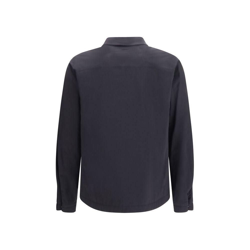 Overcoat by LAMINAR for men in polyamide black features a cosy chic silhouette, artfully detailed with a sophisticated stand-collar neckline and premium pockets for a cosy chic finish.