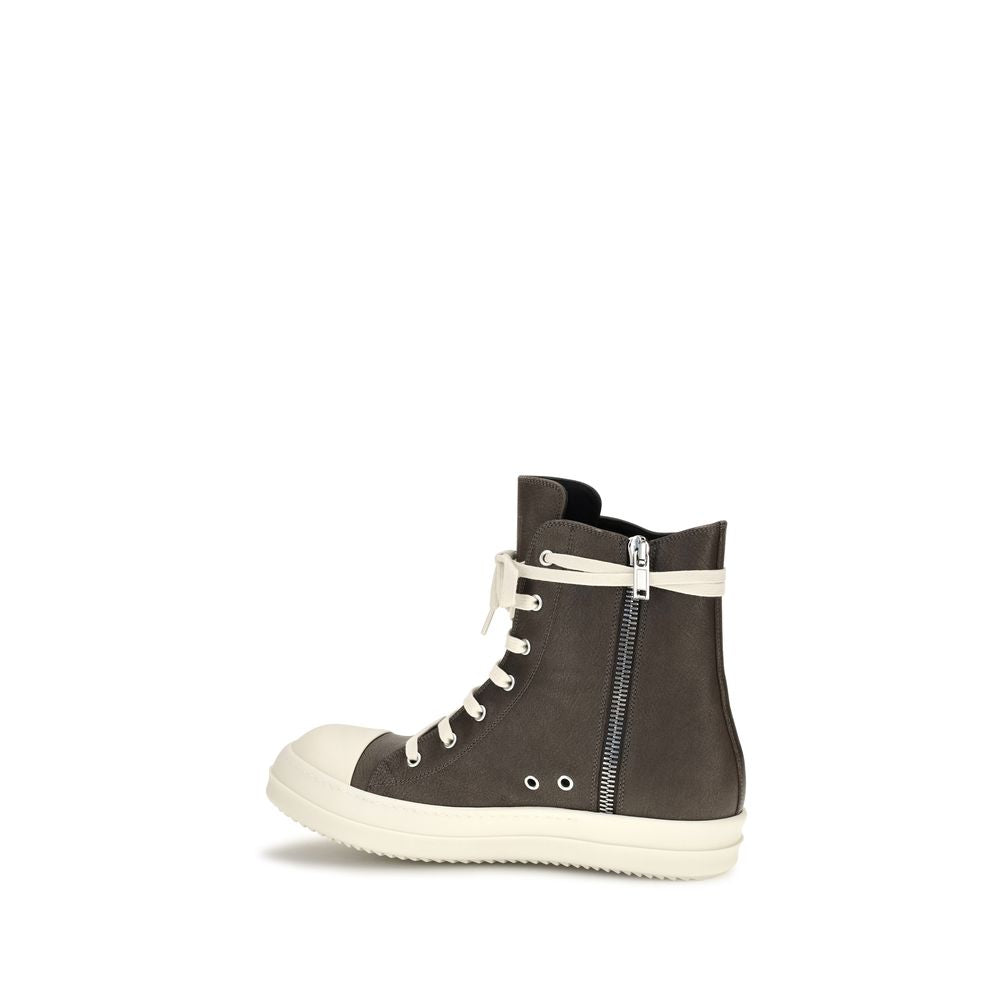 Sneakers by Rick Owens for men in bos taurus calf leather brown presents a on trend silhouette from the Men's High Top Bos Taurus Calf Leather Sneakers collection, showcasing a on trend high-top style for an elevated aesthetic.