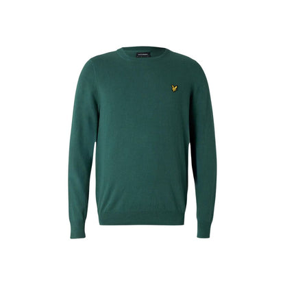 Sweater by Lyle & Scott for men in cotton green features an tactile silhouette, showcasing a sophisticated crew neckline and tactile for a refined finish.