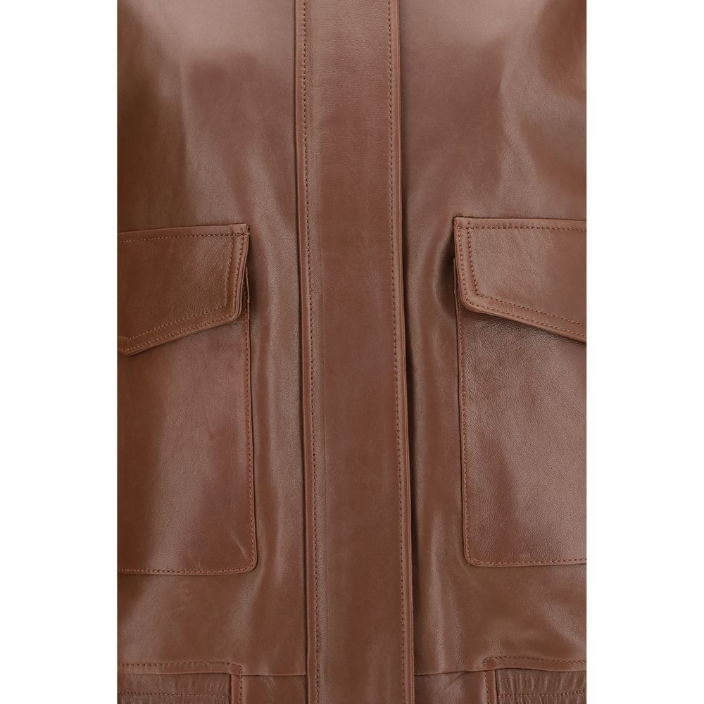 Arma Women's Lamb Leather Overcoat - Brown