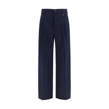 Vivienne Westwood Men's Regular Fit Wide High Rise Virgin Wool Trousers - Blue