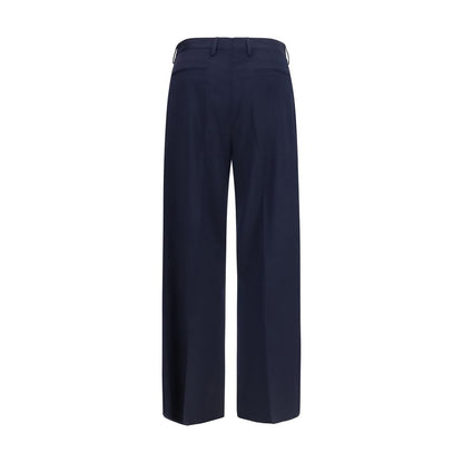 Vivienne Westwood Men's Regular Fit Wide High Rise Virgin Wool Trousers - Blue