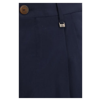 Vivienne Westwood Men's Regular Fit Wide High Rise Virgin Wool Trousers - Blue
