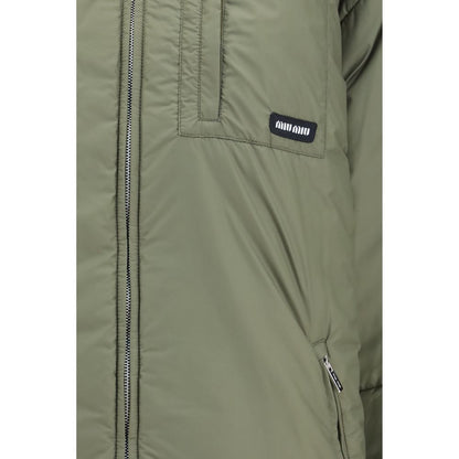 Miu Miu Women's Goose Down Padded High Collar Polyamide Polyester Cotton & Goose-Down Puffer Jacket - Bicolour