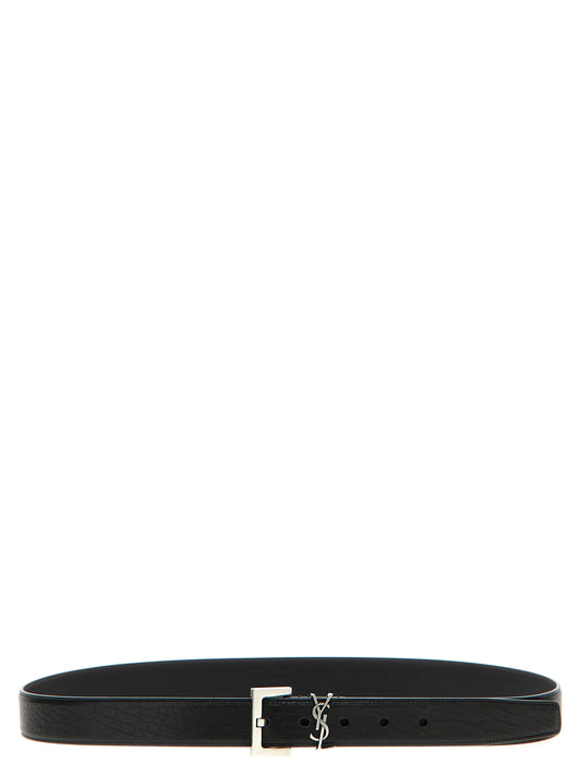 Saint Laurent Black Leather Regular Belt