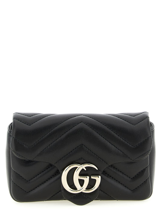 Mini Shoulder Flap Bag by Gucci for women in nappa lamb leather black, patterned, chevron & signature features a effortless sophistication silhouette, secured by a flap & magnetic with ample and versatile shoulder-strap for a effortless sophistication finish.