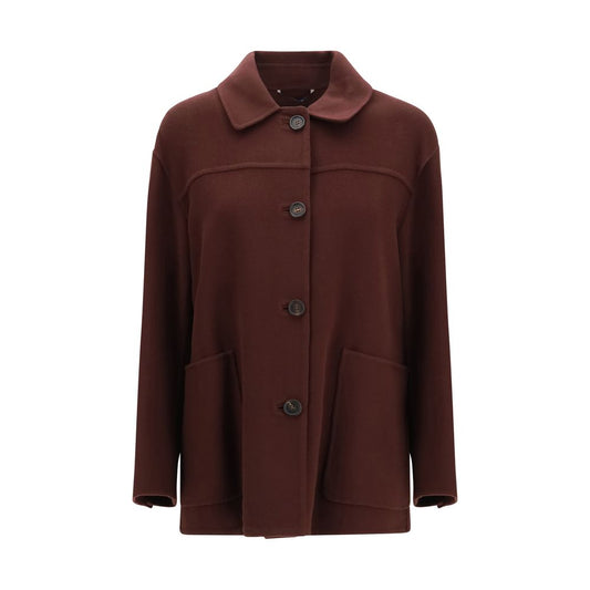 S Max Mara Bordeaux Wool Oves Aries Coat