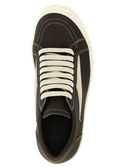 Rick Owens Brown Lamb Leather Low Top Sneakers