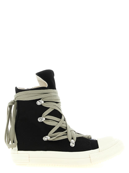 DRKSHDW Black Cotton High Top Sneakers