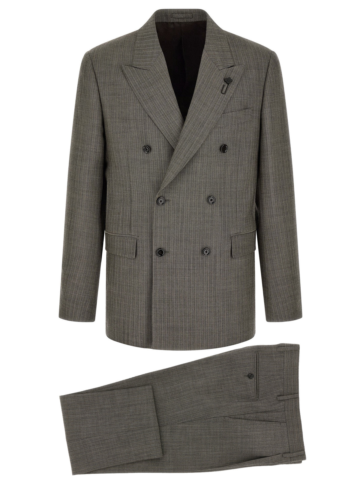 Pant Suit by Lardini for men in virgin wool gray, patterned & signature features a tailored silhouette, showcasing a sophisticated and tailored for a refined, professional look.