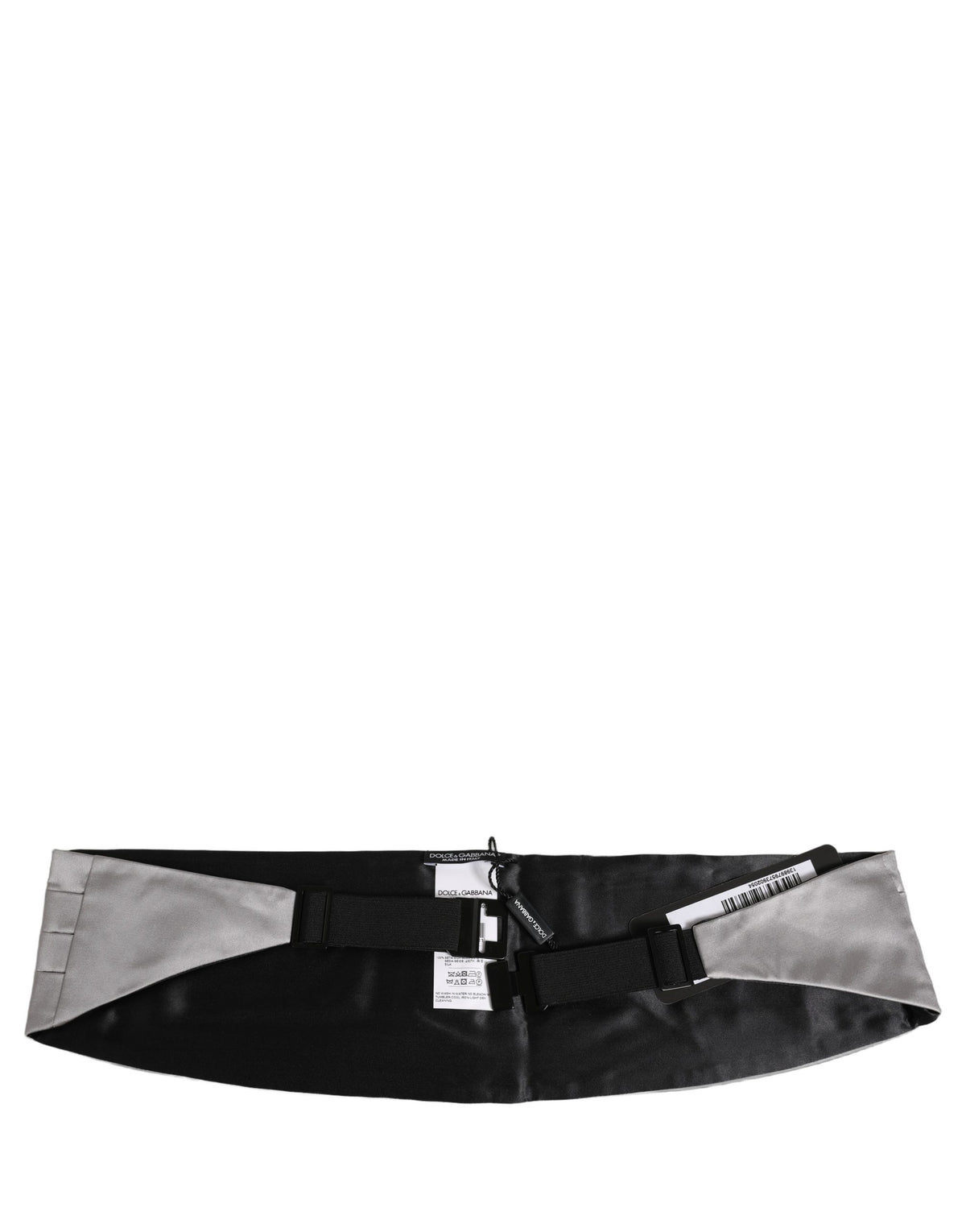 Cummerbund by Dolce & Gabbana for men in silk gray features a stylish silhouette, artfully showcasing the refined aesthetics and stylish detailing of the Silk Cummerbund.