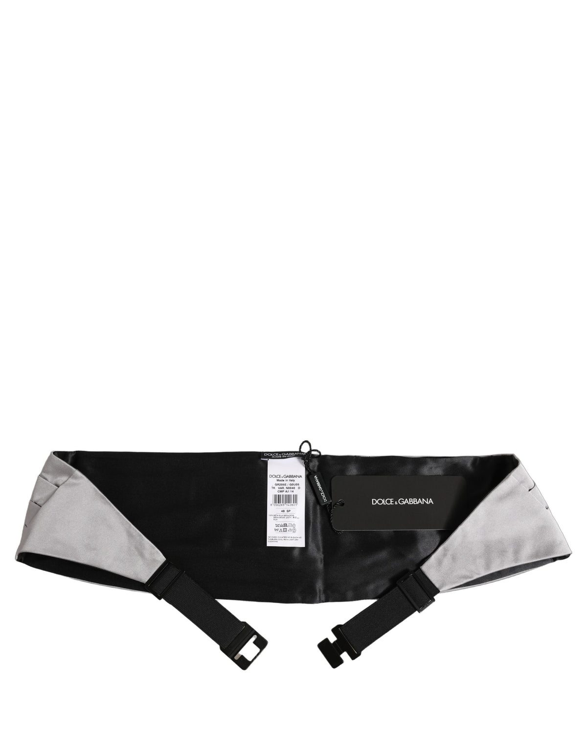 Cummerbund by Dolce & Gabbana for men in silk gray features a distinguished silhouette, artfully capturing the essence of Silk Cummerbund with a distinguished finish.