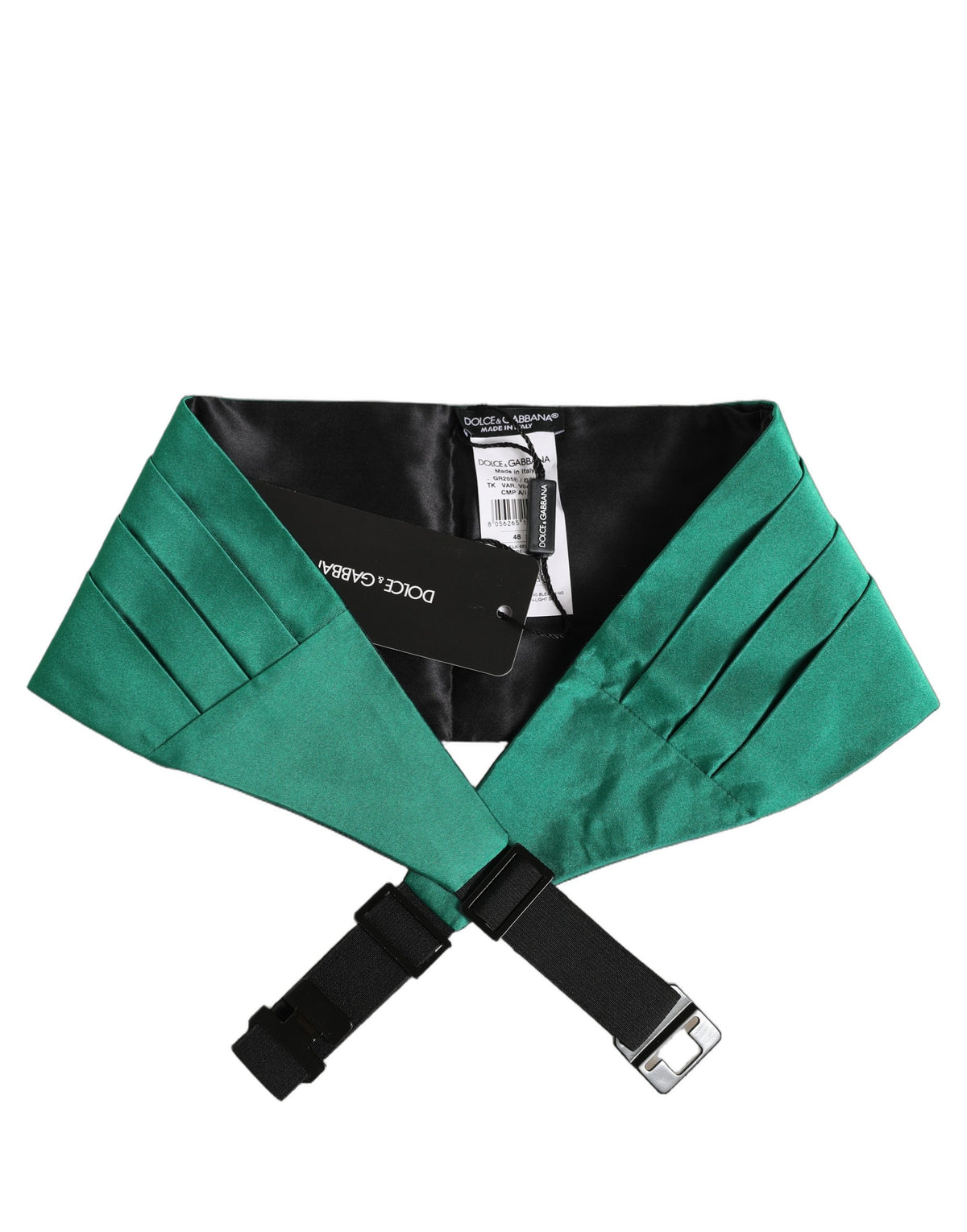 Cummerbund by Dolce & Gabbana for men in silk green features a resplendent silhouette, artfully capturing the essence of the resplendent Silk Cummerbund design for a sophisticated, premium look.