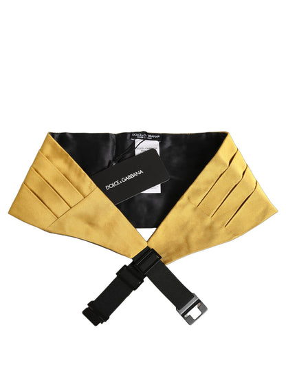 Cummerbund by Dolce & Gabbana for men in silk gold features a distinguished silhouette, artfully capturing the essence of Silk Cummerbund with a distinguished finish.