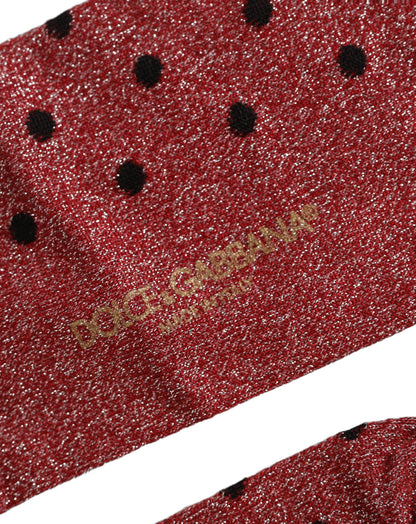 Socks by Dolce & Gabbana for men in polyester cotton nylon & calf leather black, maroon & dots features a contemporary knit construction, showcasing the sophisticated design of this Men's Polyester Cotton Nylon & Calf Leather Socks with its contemporary finish.